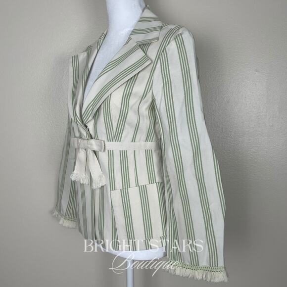 Rare Stripe Blazer Jacket ASO Paige Matthews Charmed Cream Green Bow 6 Vintage - Picture 8 of 10